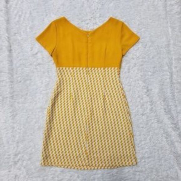 Retro Justfit Fashion Yellow Checkered Dress ~ 38 - Picture 5 of 6